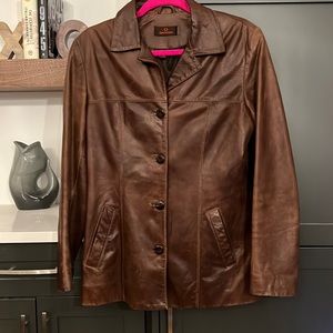 Danier leather brown jacket.